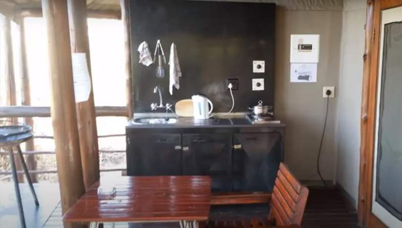 punda maria rest camp safari tent kitchen